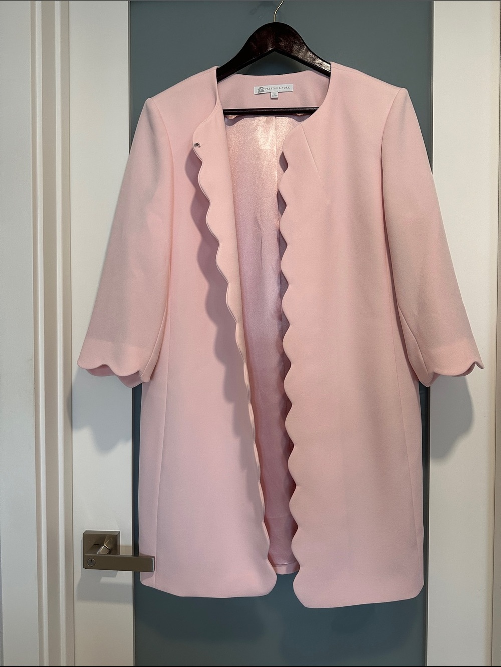 Preston & York Light Pink Scalloped Front Blazer
